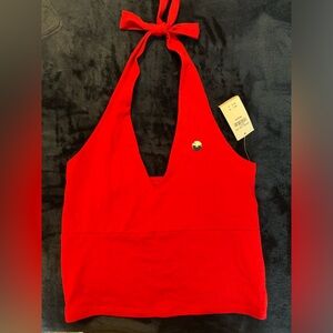 Red Hollister halter crop top brand new with tags